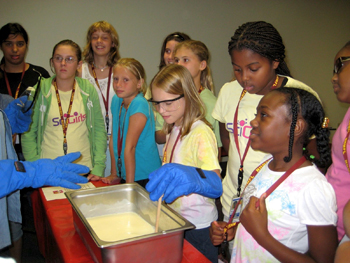 Participants in WFSU-TV's "SciGirls" science camp conduct experiments at the National High Magnetic Field Laboratory at The Florida State University.