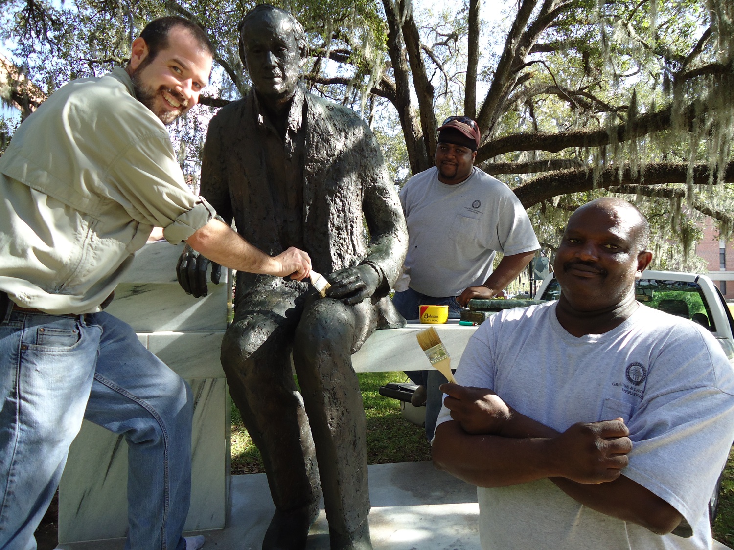 FSU Facilities Department’s John Raulerson, Carlin Hester and Leroy Beverly pause to appreciate a job well done!