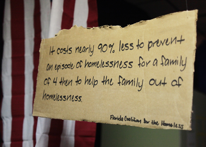 A thought-provoking fact on homelessness was one of the items on display during the exhibit.