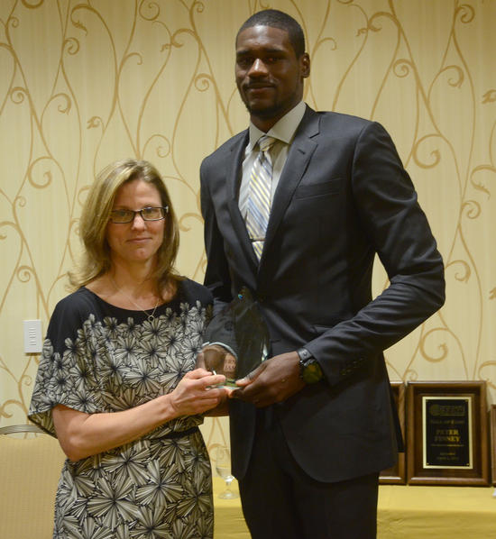 "I am honored and humbled to have won the Most Courageous Award from the USBWA," James said at the awards breakfast.