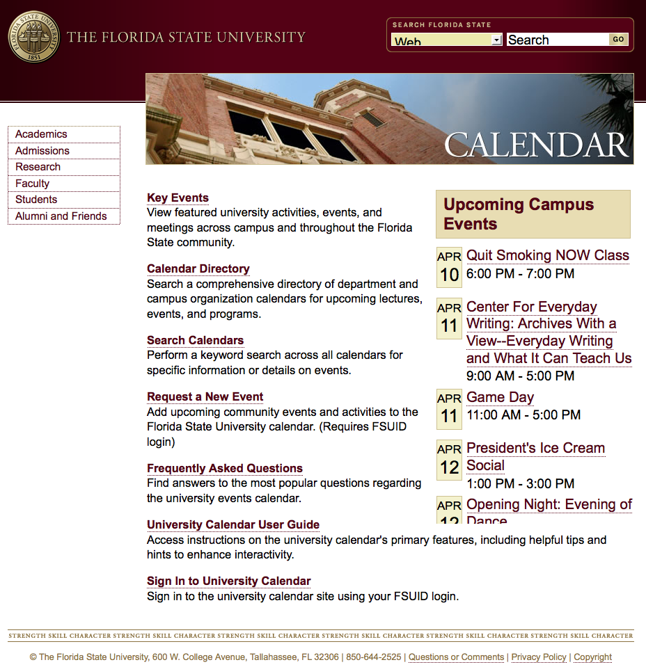 New public events calendar debuts Florida State University News