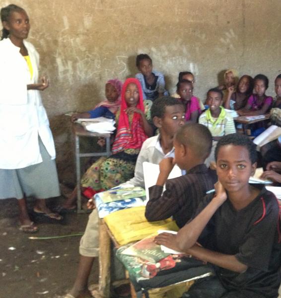 An Ethiopian teacher addresses her class; CISERD's team visited this school and others in June and July as part of an assessment of reading instruction and learning. Now, CISERD will prepare recommendations on training teachers to meet Ethiopia's ambitious literacy goals.