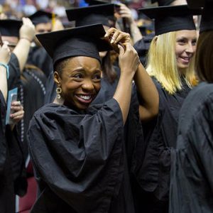 Students shed tears of joy at FSU spring commencement. (FSU Photography/Bill Lax)