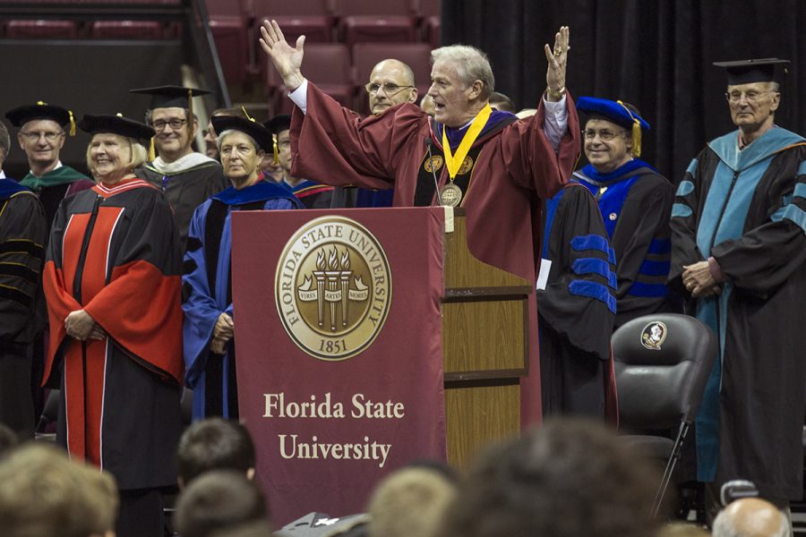 President Thrasher welcomes incoming students to the FSU family at 2016 New Student Convocation.