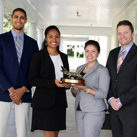 Winning Mock Trial Team members (left to right): Rico Lively, Lauryn Collier, Lolia Y. Fernandez and Charles LeCocq