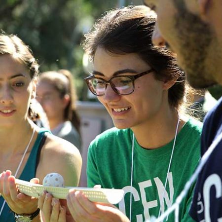 Service Leadership Seminar students participate in team building activities at the FSU Reservation.