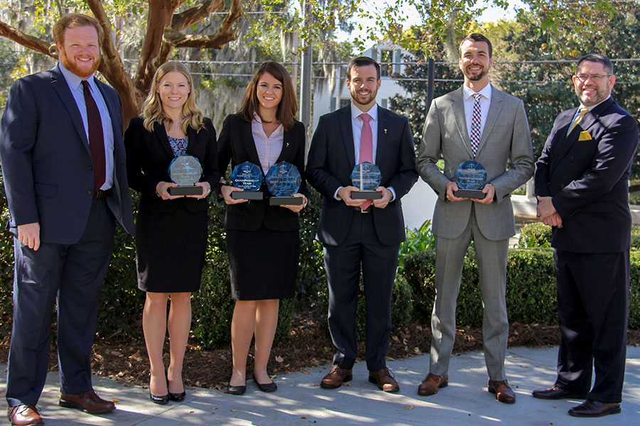 Ross Marshman (’12), Megan Gottschall, Rachel Lopez, Joseph Leavitt, Joseph Davis and Stacy Sharp (’09)