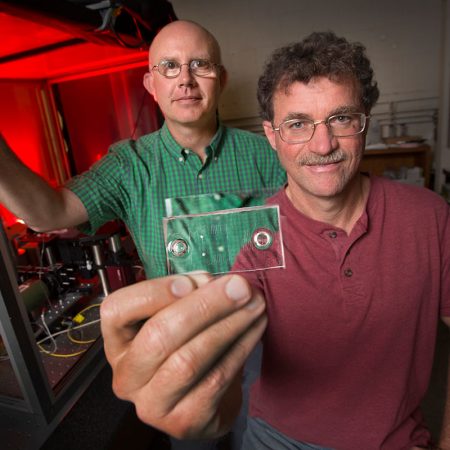 Florida State University's Michael Roper, an associate professor in the Department of Chemistry and Biochemistry, and Richard Bertram, professor of mathematics, are using a mix of math and technology in an ambitious search for a cure to Type 2 diabetes. (FSU Photography)