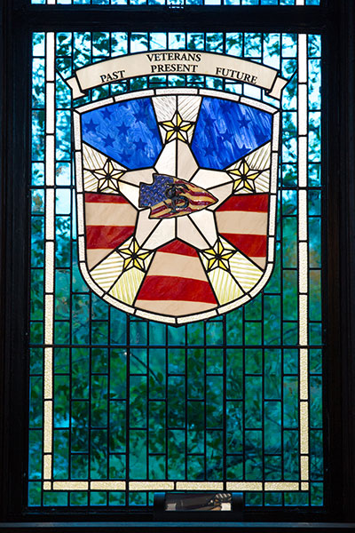 The new Veterans Alliance Arrowhead window at the FSU Heritage Museum.