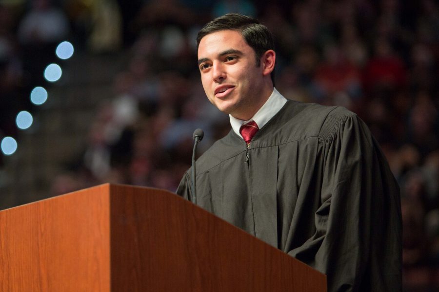 FSU Student Body President Nathan Molina congratulated graduates on helping the university move up five places in the U.S. News & World Report rankings to No. 38 among all public national universities. FSU had the greatest gain of all of the Top 50 public universities.