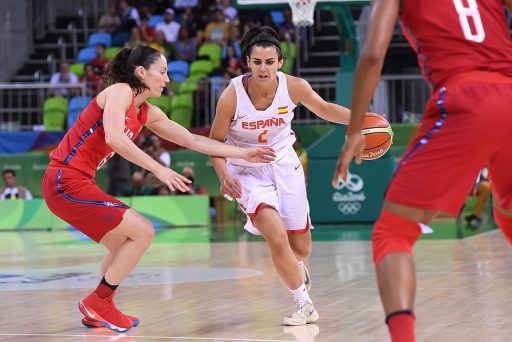 Leticia Romero (middle) averaged 5.8 points off the bench to help Spain win its first Olympic medal in women's basketball.