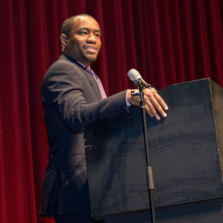 Marc Lamont Hill speaks at the 29th Annual MLK Celebration Tuesday, Jan. 17. Photo credit: Julia Crabtree