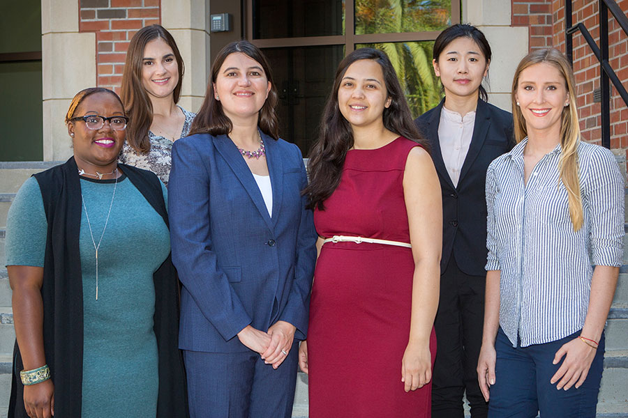 Members of this year's P.E.O. Scholar cohort: Cocoa Williams, Jocelyn Turcotte, Katherine Forney, Samantha Nix, Xin Shan and Bianca Prohaska.