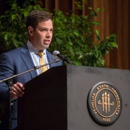 Josh Tyler ('02) speaks at the 2017 FSU Ring Ceremony Thursday, March 30.