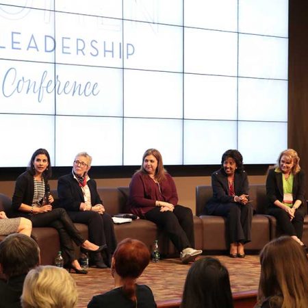 From left: Laura Osteen, Maureen Isern, Susan Fiorito, Julie Dunn, Judge Nina Ashenafi Richardson and Janet Kistner discussed a variety of topics during the opening panel of the 2017 Women in Leadership Conference.