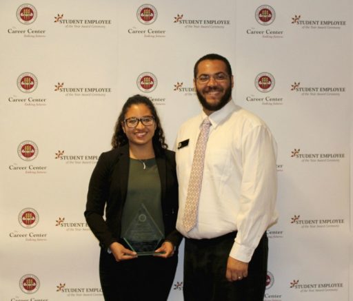 The Tony DiBenedetto Overall Student Employee of the Year Award winner Maria Montano with her nominator, Tadarryl Starke.