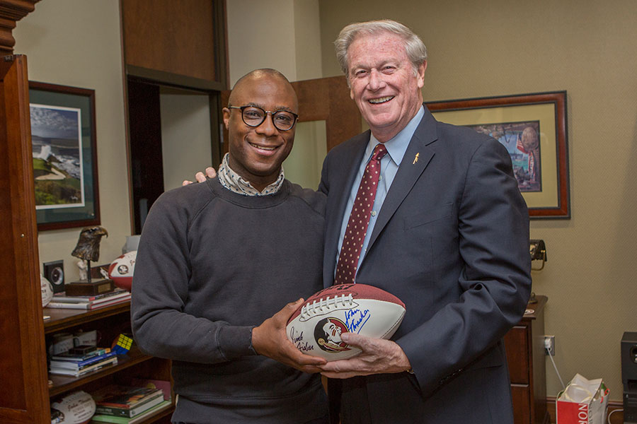 Barry Jenkins and President John Thrasher, March 31, 2017.