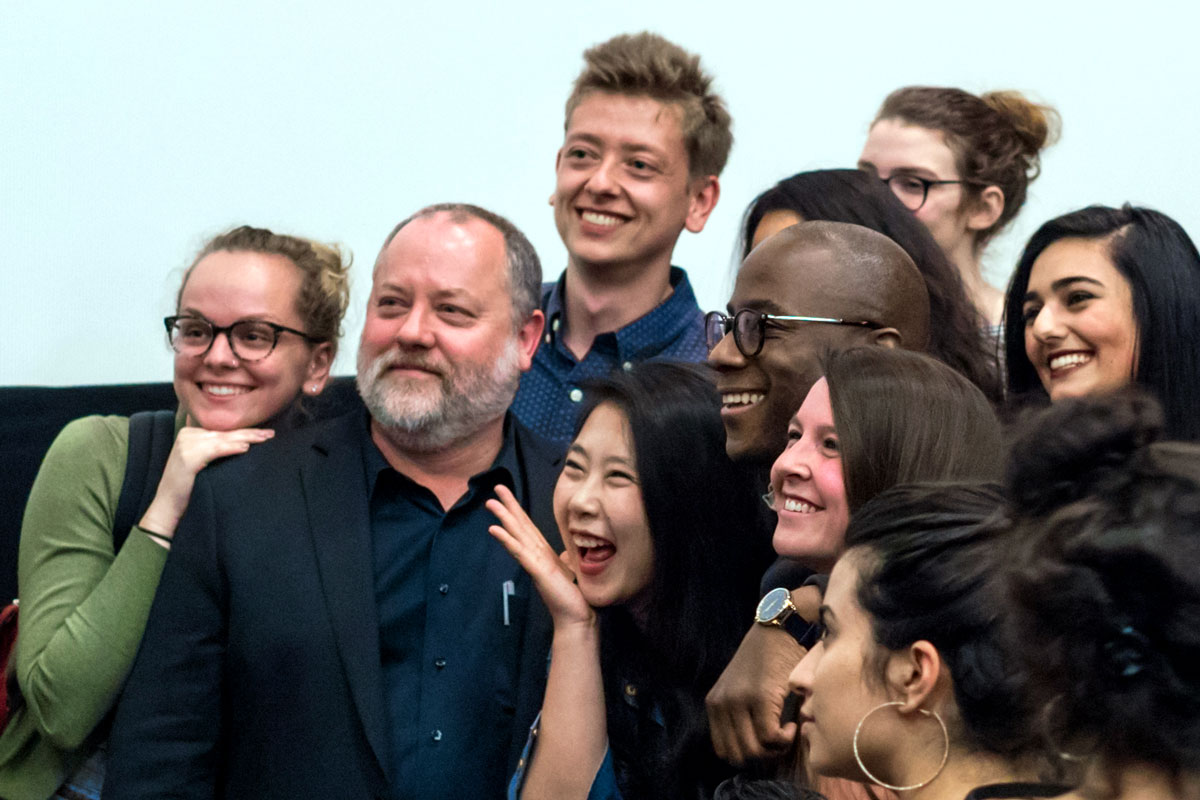 Braddock shares a memorable moment with FSU alumnus and Oscar winner Barry Jenkins, who wrote and directed the Academy Award-winning film "Moonlight," during Jenkins' visit to Florida State on March 31, 2017.