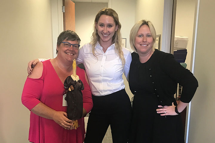 Kindred Lubeck (middle) spends time at the 12th Judicial Court as a part of the FSUshadow program.