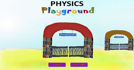 A screenshot of an interactive video game designed to teach physics to students new to the subject.