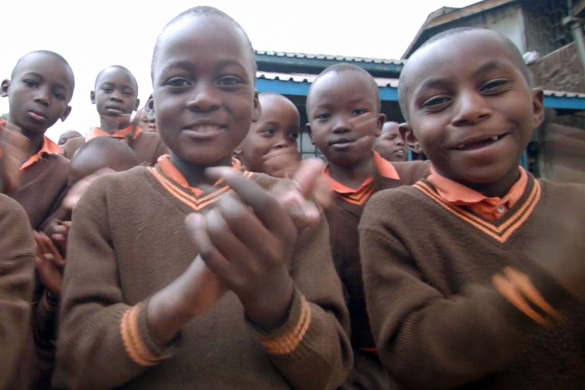 This children's choir in Kibera, Kenya — outside Nairobi — joined the AVoice4Peace project.