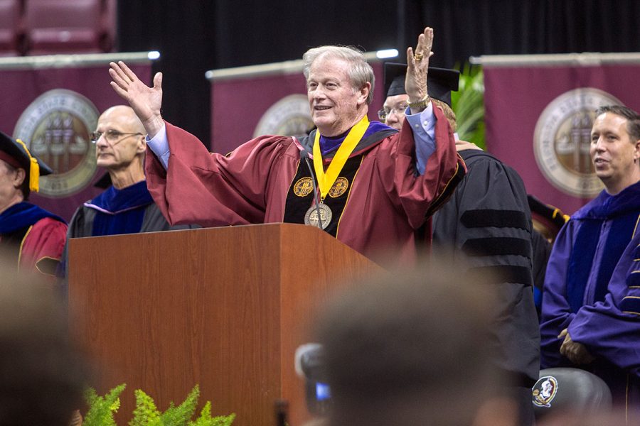 President John Thrasher at New Student Convocation Aug. 27, 2017. (FSU Photography Services)