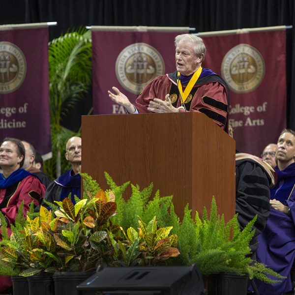 President Thrasher at New Student Convocation Aug. 27, 2017. (FSU Photography Services)