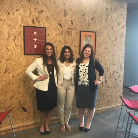 Senior Assistant Directors for Experiential Learning, Lauren Kume and Megan Hollis, with Sabrina Torres, Domi Station Director of Community.