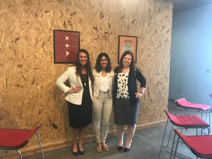 Senior Assistant Directors for Experiential Learning, Lauren Kume and Megan Hollis, with Sabrina Torres, Domi Station Director of Community.