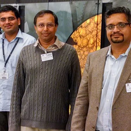 FSU-led research team uses supercomputer simulations to track spread of disease on commercial airliners. From left, co-PI Sirish Namilae of Embry-Riddle Aeronautical University, Florida State University Associate Professor of Computer Science Ashok Srinivasan and C.D. Sudheer of of Argonne National Lab.