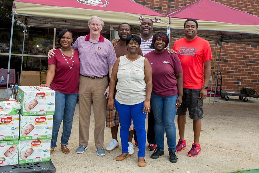 President John Thrasher and FSUPD Chief David Perry were among the FSU staff members helping at the Hurricane Irma relief drive Thursday, Sept. 14, at the Donald L. Tucker Civic Center.