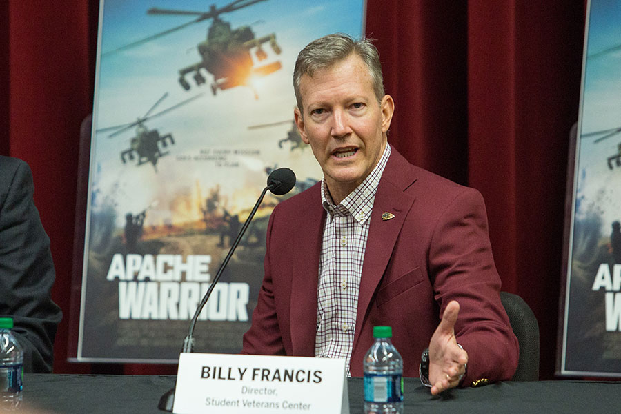 Billy Francis, director of the Student Veterans Center at the press availability of FSU Veterans Film Festival, Oct. 5, 2017. (FSU Photography Services)