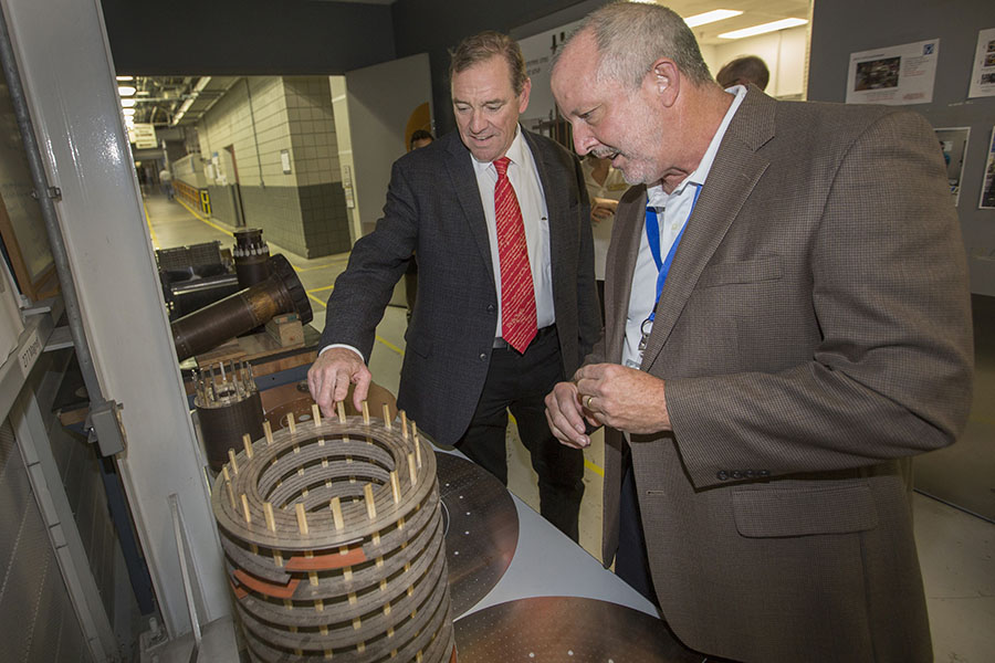 U.S. Rep. Neal Dunn tours the FSU-based National High Magnetic Field Laboratory with MagLab Deputy Director Eric Palm. (FSU Photography Services)