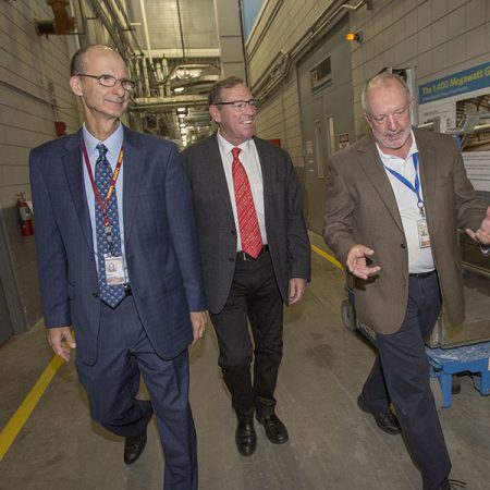 U.S. Rep. Neal Dunn toured the FSU-based National High Magnetic Field Laboratory with FSU Vice President for Research and Gary K. Ostrander and MagLab Deputy Director Eric Palm. (FSU Photography Services)