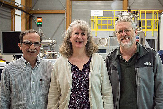 From left: FSU Earl Freiden Professor of Chemistry Tim Cross, UF Professor Joanna Long and MagLab Research Faculty William Brey.