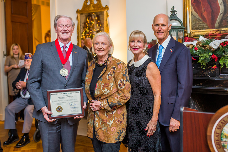 President John Thrasher, Mrs. Jean Thrasher, First Lady of Florida Ann Scott and Gov. Rick Scott at the Florida Veterans' Hall of Fame induction ceremony Monday, Nov. 27, 2017. (Photo: Office of Governor)