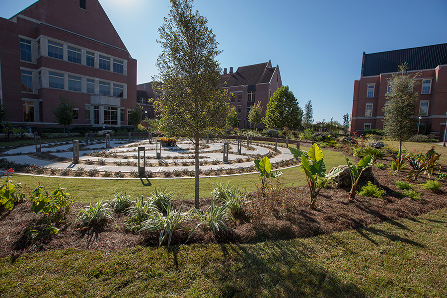 The Florida State campus community celebrates the grand opening of the FSU Labyrinth, located on West Call Street between the College of Medicine and the Psychology Building, on Thursday, Nov. 2. (FSU Photography Services)