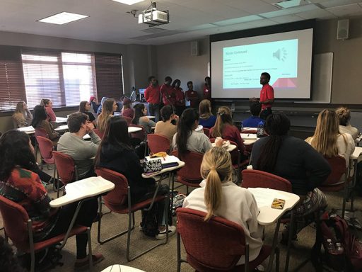 UWI students gave classroom presentations, sharing their culture through folklore, language, music and dance. (Photo: Center for Global Engagement)