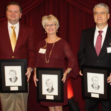 The Grads Made Good Award, co-sponsored by the FSU Alumni Association and FSU's Omicron Delta Kappa Circle, honors alumni who have made a significant difference in their fields. The 2017 Grads Made Good are (from left), Damon Andrew (Ph.D. ‘04), Sandra Dunbar (B.S. ‘72) and Dulcidio de la Guardia (B.S. ‘84). (Photo: FSU Alumni Association)