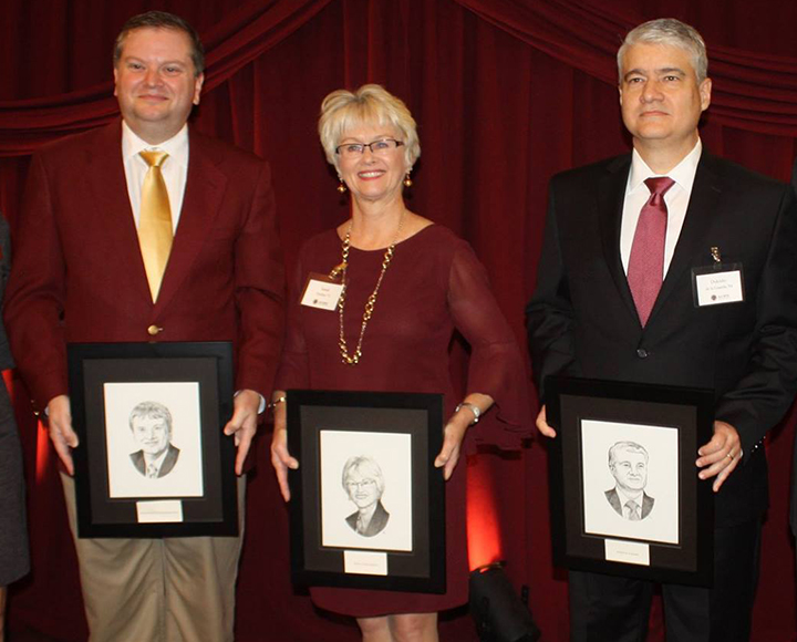 The Grads Made Good Award, co-sponsored by the FSU Alumni Association and FSU's Omicron Delta Kappa Circle, honors alumni who have made a significant difference in their fields. The 2017 Grads Made Good are (from left), Damon Andrew (Ph.D. ‘04), Sandra Dunbar (B.S. ‘72) and Dulcidio de la Guardia (B.S. ‘84). (Photo: FSU Alumni Association)