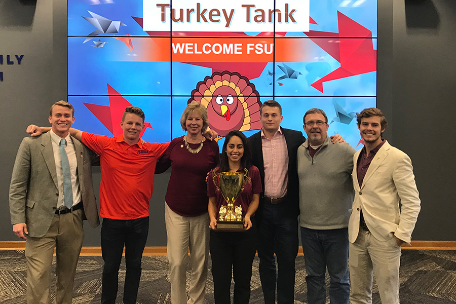 Students from FSU’s Jim Moran School of Entrepreneurship squared off against UF students in the first-ever Turkey Tank Competition in Gainesville Monday. 