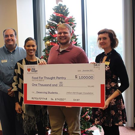 Sodexo USA representatives presented the FSU Food for Thought Pantry with a $1,000 check to help assist students facing food disparity. (Photo: FSU Dining Services)