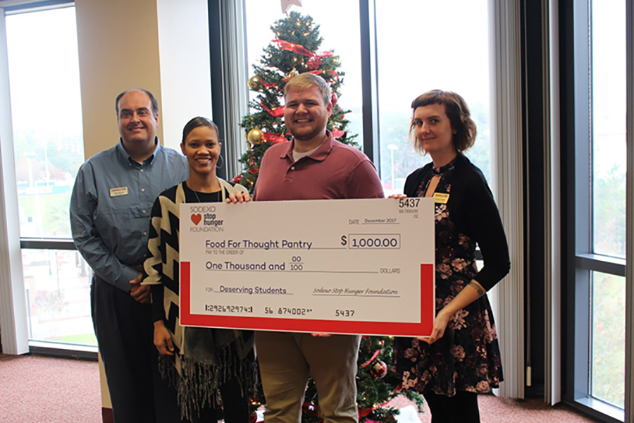 Sodexo USA representatives presented the FSU Food for Thought Pantry with a $1,000 check to help assist students facing food disparity. (Photo: FSU Dining Services)