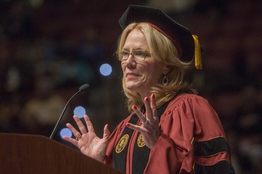 Alumna Judy Schmeling addresses graduates at fall commencement Saturday, Dec. 16. (FSU Photography Services)