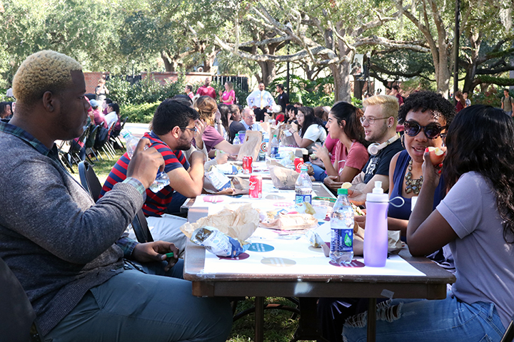 Students chatted while enjoying lunch, creating the perfect platform to explore and examine their different opinions about issues in the world and on campus. (Photo: FSU Social Media)