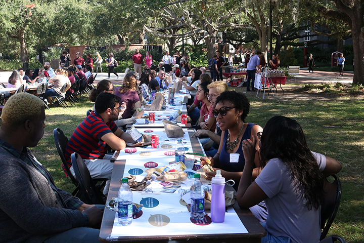 Students came from across campus to join together and break bread at the Power of WE's Longest Table event. (Photo: FSU Social Media)