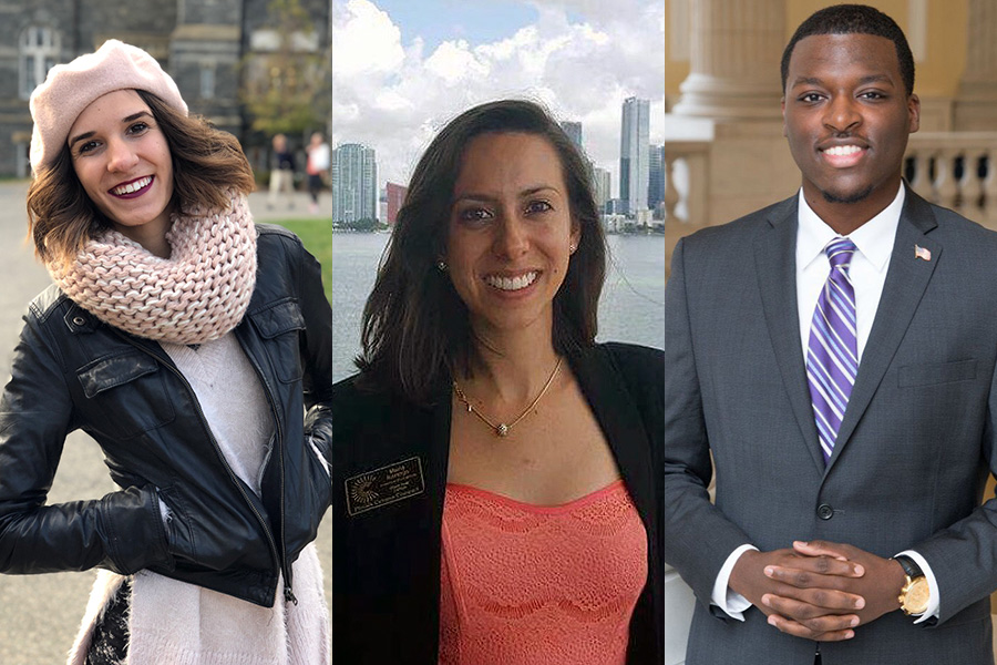 Senior Ljubica “Kiki” Nikolic and recent alumni Maria Clara Naranjo and D’Juan Sampson are three of the 30 students selected as 2017 Rangel Fellows after a highly competitive nationwide process.