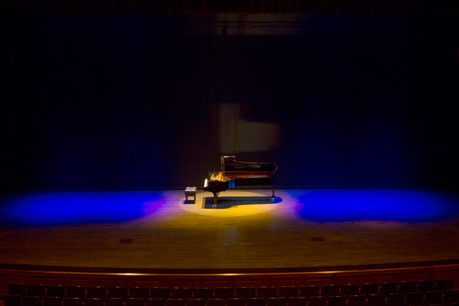 One of the new Steinway grand pianos is located in Ruby Diamond Concert Hall. (Bruce Palmer, FSU Photography Services)