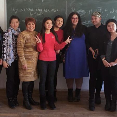More than 800 FSU alumni have served in the Peace Corps, including Amanda Moses (Center), who is currently serving as an English teacher in the Kyrgyz Republic. (Photo: Peace Corps)