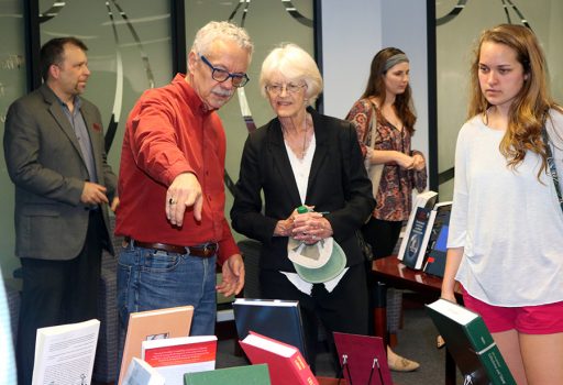 Faculty, staff and students were excited to check out the new faculty literature, with book topics ranging from breastfeeding to the prison system. (Photo: University Communications)
